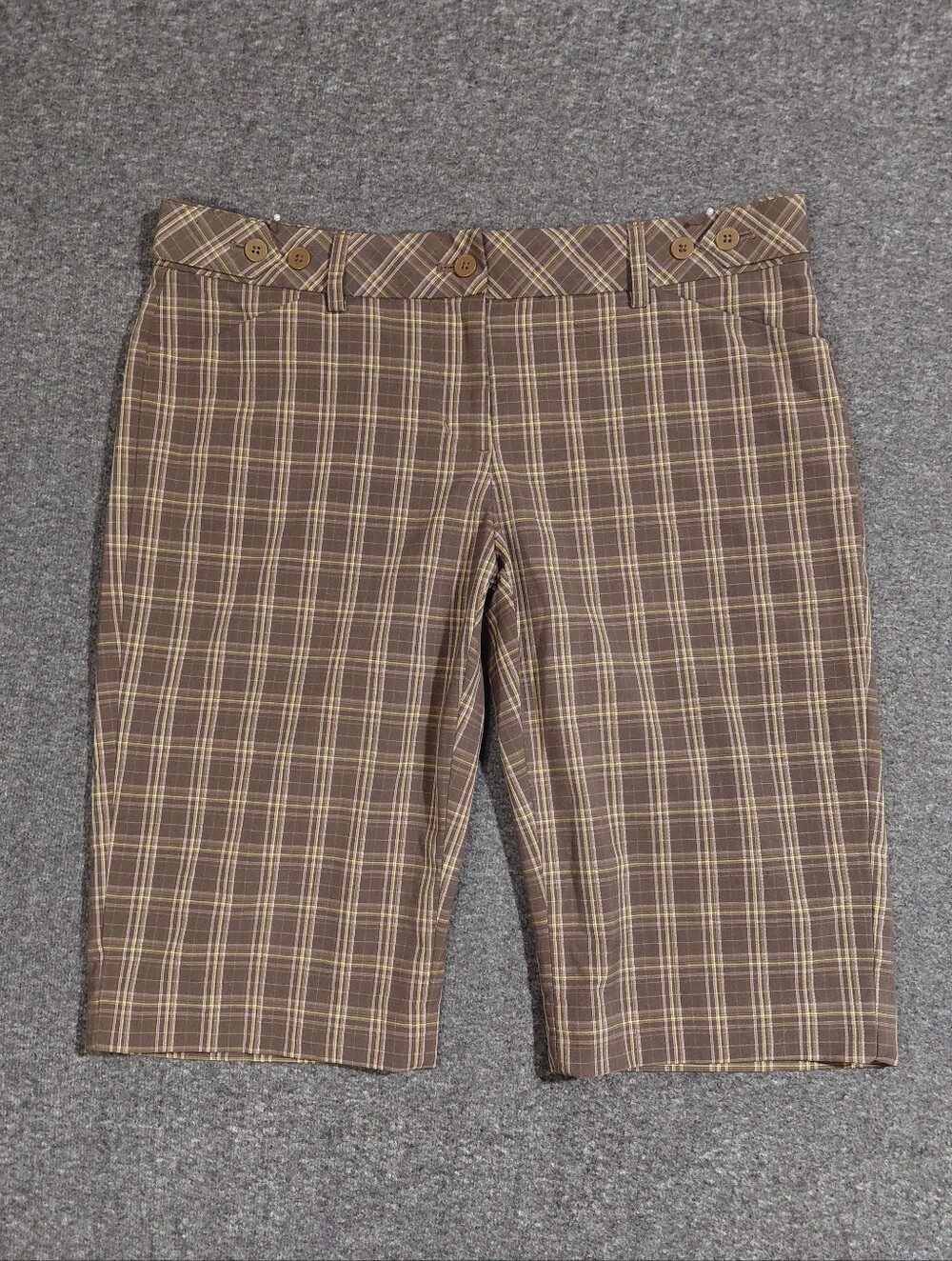 Express Editor Brown/Tan Bermuda Length Shorts sz 4